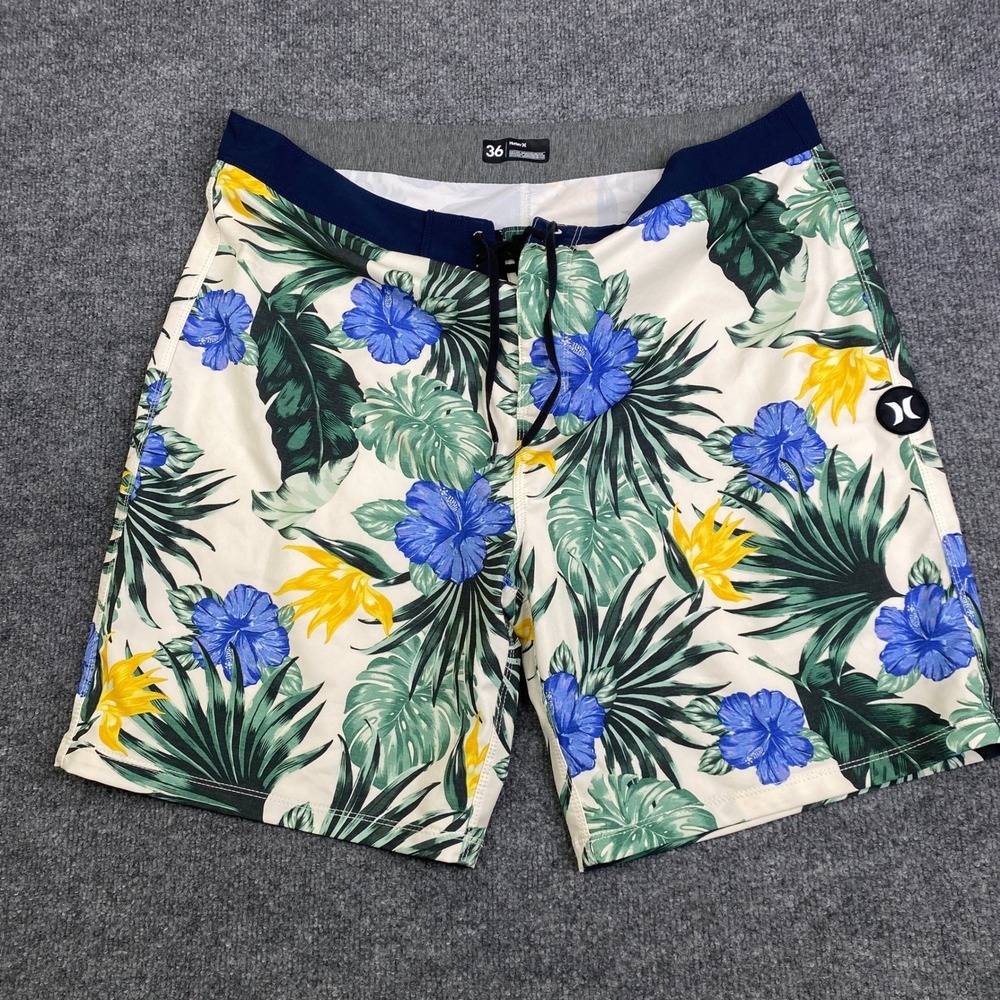 Hurley Phantom Mens Board Shorts 36 Tropical Floral Hibiscus Swim Trunks CJ5103